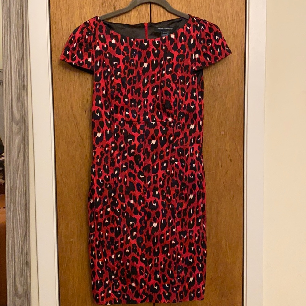 Red leopard print dress